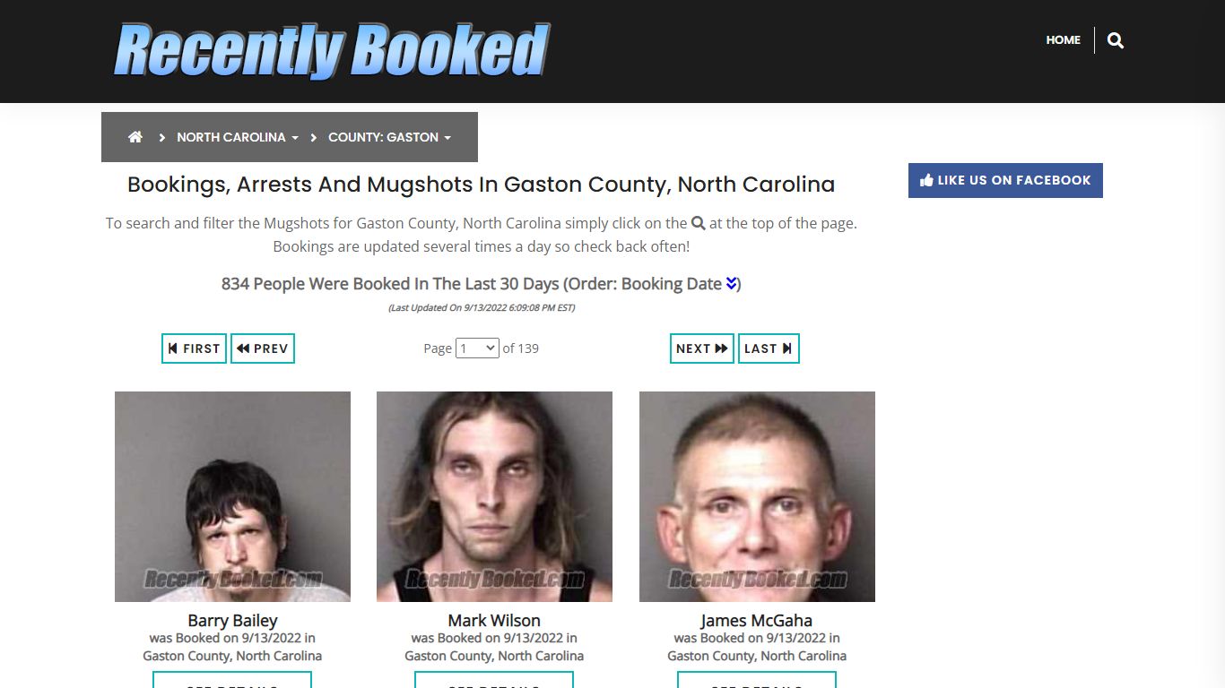 Bookings, Arrests and Mugshots in Gaston County, North Carolina