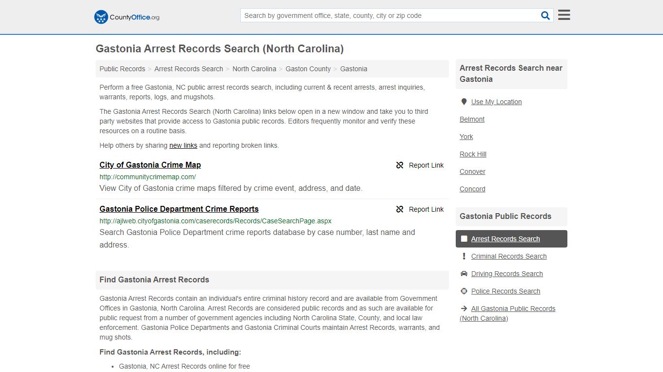 Arrest Records Search - Gastonia, NC (Arrests & Mugshots) - County Office
